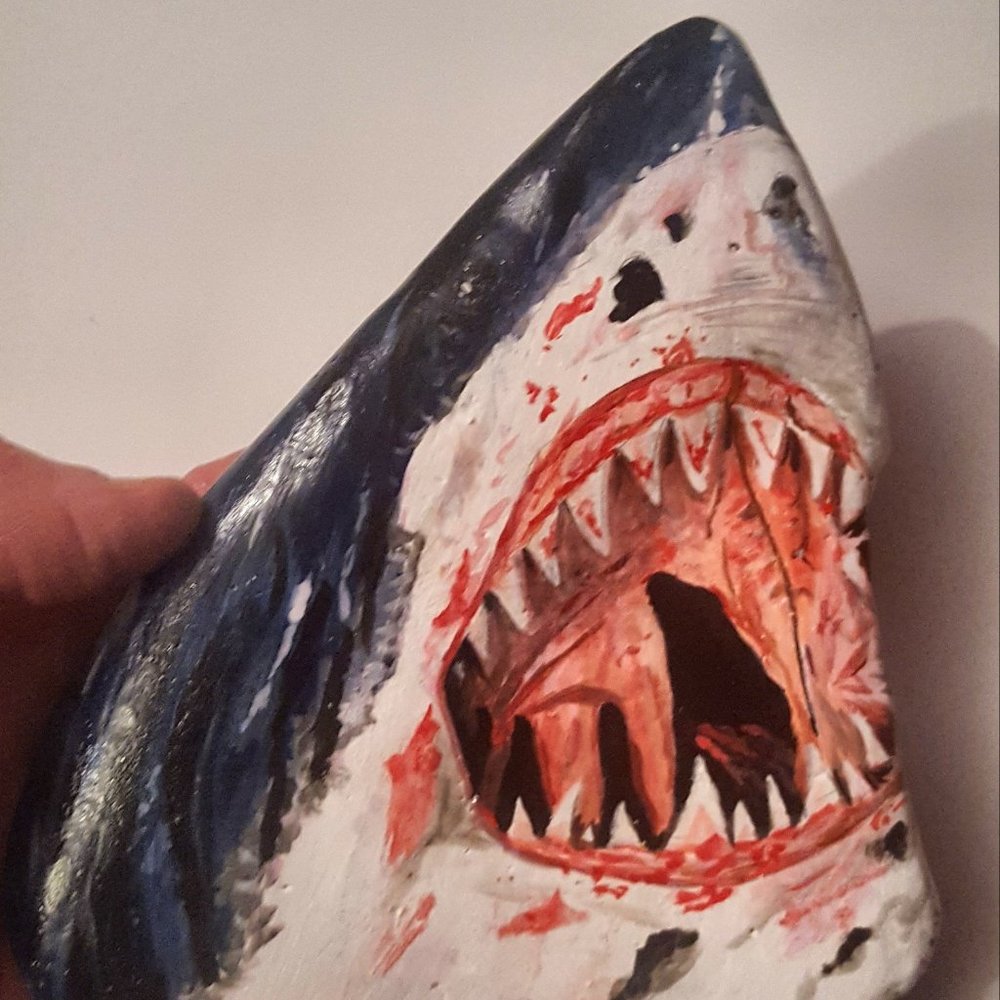 Shark Handpainted Rock With Acrylics